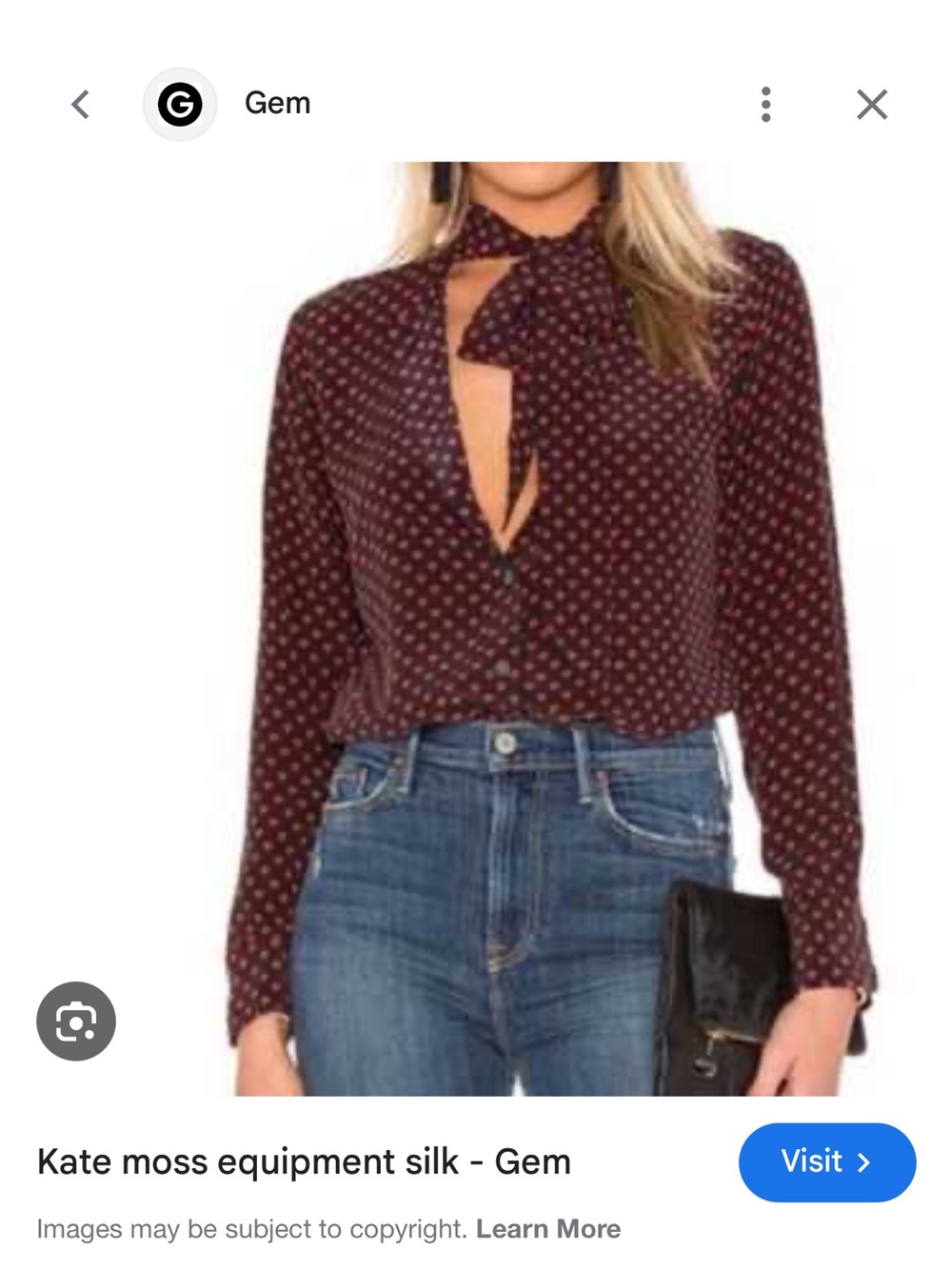 Equipment x KATE MOSS Red and Black Heart-Print silk Button Blouse